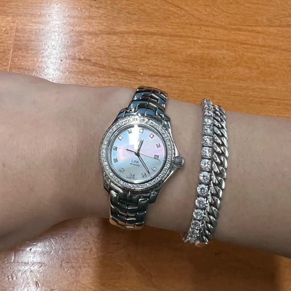 DIAMOND DIAL and DIAMOND BEZEL TAG HEUER LADIES LINK MOTHER OF PEARL QUA… - Picture 5 of 6